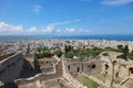 View from the byzantine Patras Fortress to the city and port of Patras and Mediterranean sea Royalty Free Stock Photo