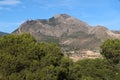 View of the Cabezo de Oro mountain from the Monte Calvario viewpoint in Busot, Alicante, Spain