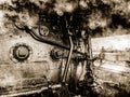 View on cabine of locomotive driver steam Royalty Free Stock Photo
