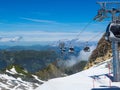 View of cable car in Austria in the Alps on the Kitzsteinhorn glacier Royalty Free Stock Photo