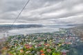 View from the cable car on Norwegian city Tromso. Royalty Free Stock Photo