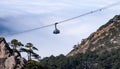 View of the cable car from the view point of the top of Huangshan Mountain or Yellow mountain in the winter season and a lot of Royalty Free Stock Photo