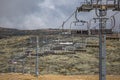 View of a cable car railway circuit, top at the mountains of the Serra da Estrela natural park Royalty Free Stock Photo