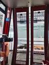 View of cable car to Genting highland with the water dropped on the glass in Kuala Lumpur Malaysia