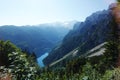 The view from a cable car to Gosau lake, Austria Royalty Free Stock Photo