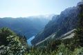 The view from a cable car to Gosau lake, Austria Royalty Free Stock Photo