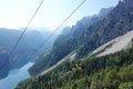 The view from a cable car to Gosau lake, Austria Royalty Free Stock Photo
