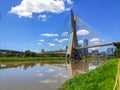 View of the cable-stayed bridge of the Marginal Pinheiros in Sao Paulo