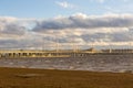 View of cable-stayed bridge Western high-speed diameter in Saint-Petersburg