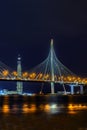 View of the cable-Stayed bridge of the Western high-speed diameter and the tower of the business center of Gazprom Lakhta center a