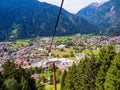 Cableway Pra Rodont-Doss del Sabion, Trentino-Alto Adige, Dolomites, north Italy Royalty Free Stock Photo