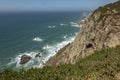 View at Cabo da Roca Lighthouse Portuguese: Farol de Cabo da Roca which is Portugal`s Royalty Free Stock Photo