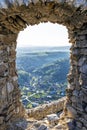 View from Cachtice castle ruins to Visnove, Slovakia Royalty Free Stock Photo