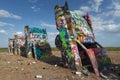 View of the Cadillac Ranch along the US Route 66, near the city of Amarillo, Texas Royalty Free Stock Photo