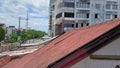 The view from a cafe with old building