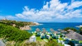 View of Cala Spinosa and Faro di Capo Testa, near Santa Teresa di Gallura village, Sardinia island, Italy Royalty Free Stock Photo