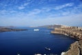 View of Caldera from the main island of Santorini archipelago in Greece