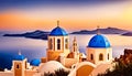 View on the caldera, Oia, Santorini, Greece - Generative AI