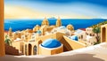 View on the caldera, Oia, Santorini, Greece - Generative AI