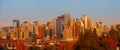 View of the Calgary, Alberta skyline under evening sun light Royalty Free Stock Photo