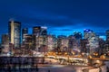 View of Calgary`s skyline at night Royalty Free Stock Photo