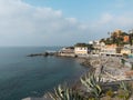 View of the calm Ligurian sea, Genoa Nervi area, one of the most beautiful places in Liguria