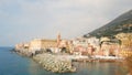 View of the calm Ligurian sea, Genoa Nervi area, one of the most beautiful places in Liguria