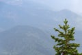 View of calming mountain valley with ridge