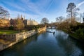 View of Cam river at sunset in Cambridge, UK Royalty Free Stock Photo