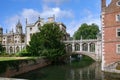 View of Cambridge University from a bridge over the River Cam Royalty Free Stock Photo