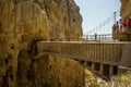 A view from the Caminito del Rey pathway of footbridges spanning the Gaitanejo river gorge near Ardales, Spain