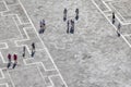 View from campanile to people at St. Mark`s square in Venice, Italy