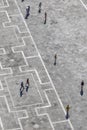 View from campanile to people at St. Mark`s square in Venice, Italy