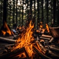 view of a campfire up close