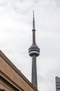 View of the Canadian National Tower CN Tower seen from Union Station in Toronto, Ontario. Royalty Free Stock Photo