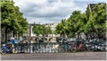 Amsterdam, Netherlands. Bicycles on the bridge