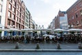 View of the canal Bleichenfleet and buildings along in Hamburg Royalty Free Stock Photo