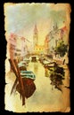 View of Venice on old paper