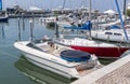 View of the canal with boats and yachts in the Italian city of R Royalty Free Stock Photo