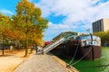 View at the Canal de l`Ourcq in Paris, France