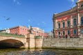 The Anichkov Bridge and Horse Tamer sculpture in Saint Petersburg, Russia.