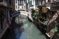 View of the canal, gondolas and boat Royalty Free Stock Photo