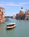 View of Canal Grande in the Island of Venice and only ferry boat Royalty Free Stock Photo