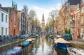 View of Canal House in Amsterdam, Netherlands Royalty Free Stock Photo
