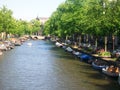 View of canal Prinsengracht in Amsterdam, Holland, the Netherlands Royalty Free Stock Photo