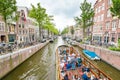 View of Canals, Houses and Boats in Amsterdam, Holland, Netherlands