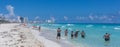 View of Cancun beach in Caribbean Sea. Exotic Paradise. Travel, Tourism and Vacations Concept