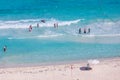 View of Cancun beach in Caribbean Sea. Exotic Paradise. Travel, Tourism and Vacations Concept