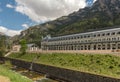 View of Canfranc train station in the Spanish Pyrenees Royalty Free Stock Photo