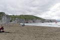 View of the Cantabrian Sea and green nature in Zumaia Basque Country Spain